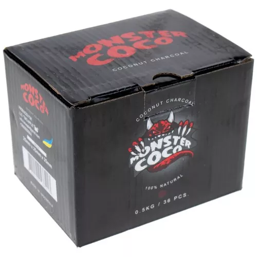 Вугілля кокосове для кальяну Monster Сoco 0.5 25mm | куби 25×25 мм